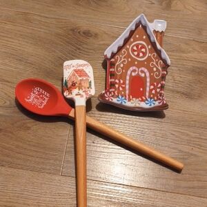 Gingerbread House Spoon Rest and Spatula Set